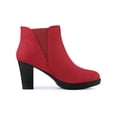 thumbnail image 3 of BLISSFUL STEP Women's Round Toe Block Heels Chelsea Ankle Boots Red1 6.5, 3 of 8