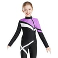 thumbnail image 5 of TiaoBug Kids Girls Color Block Gymnastics Workout Outfits Long Sleeve Sport Tops Vest and Leggings Set Light Purple 16, 5 of 7