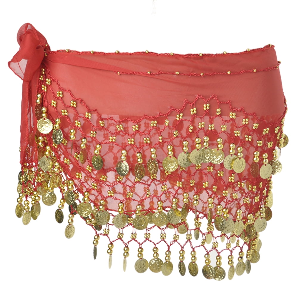 BellyLady BellyLady Belly Dance Hip Scarf 158 Gold Coins Dance Skirt