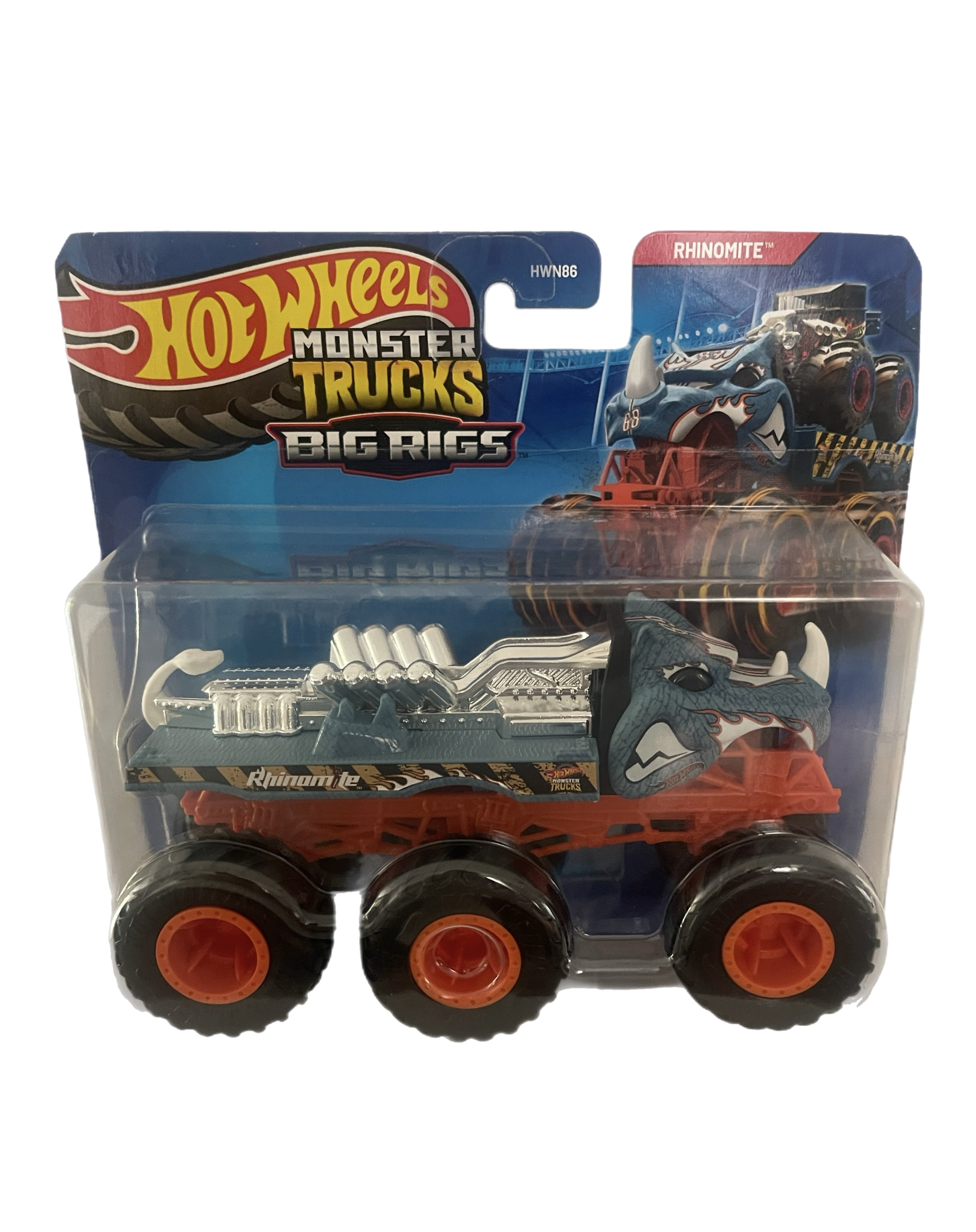 Hot Wheels Monster Trucks Big Rigs 1:64 Scale Toy Truck with 6 Wheels for Transporting or Towing Other Vehicles (Styles May Vary) HWN86