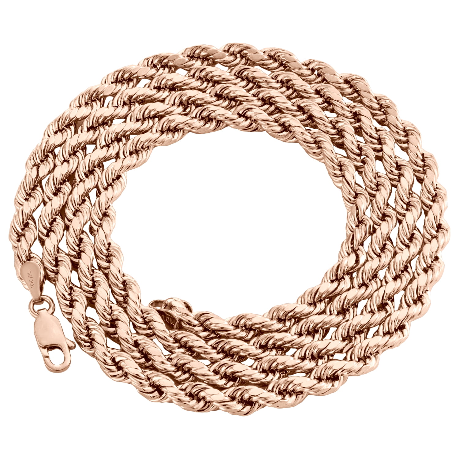 10K Rose Gold Diamond Cut Hollow Rope 