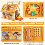 Huge Wave Toddler Montessori Toys for 1+ Year Old, 8-in-1 Multi-Functional Learning House, with 4 Building Cars and Map, Sound & Light Early Educational Kids Christmas Gifts
