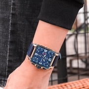 MEGIR Men's Watch Chronograph Clock Luxury Square Quartz Luminous Waterproof Calendar Wristwatch
