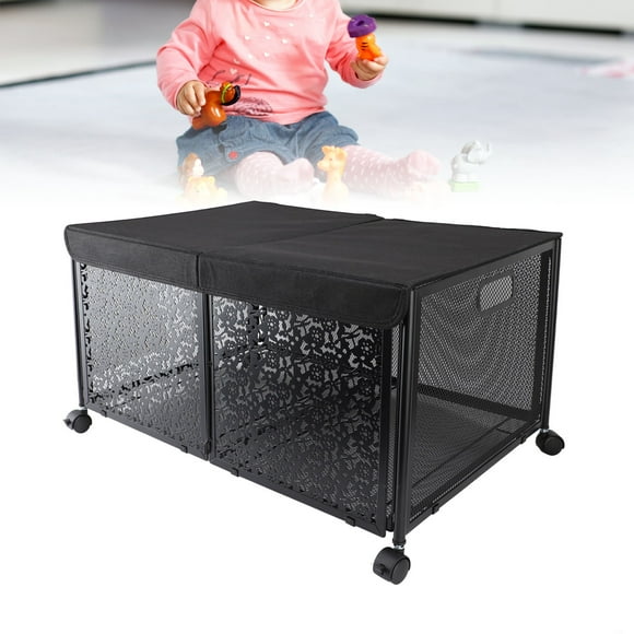 Metal Toy Storage Box, 70L Capacity Metal Toy Chest with Wheels, Premium Foldable Metal Toy Organizer Kids Toy Storage Box for Nursery