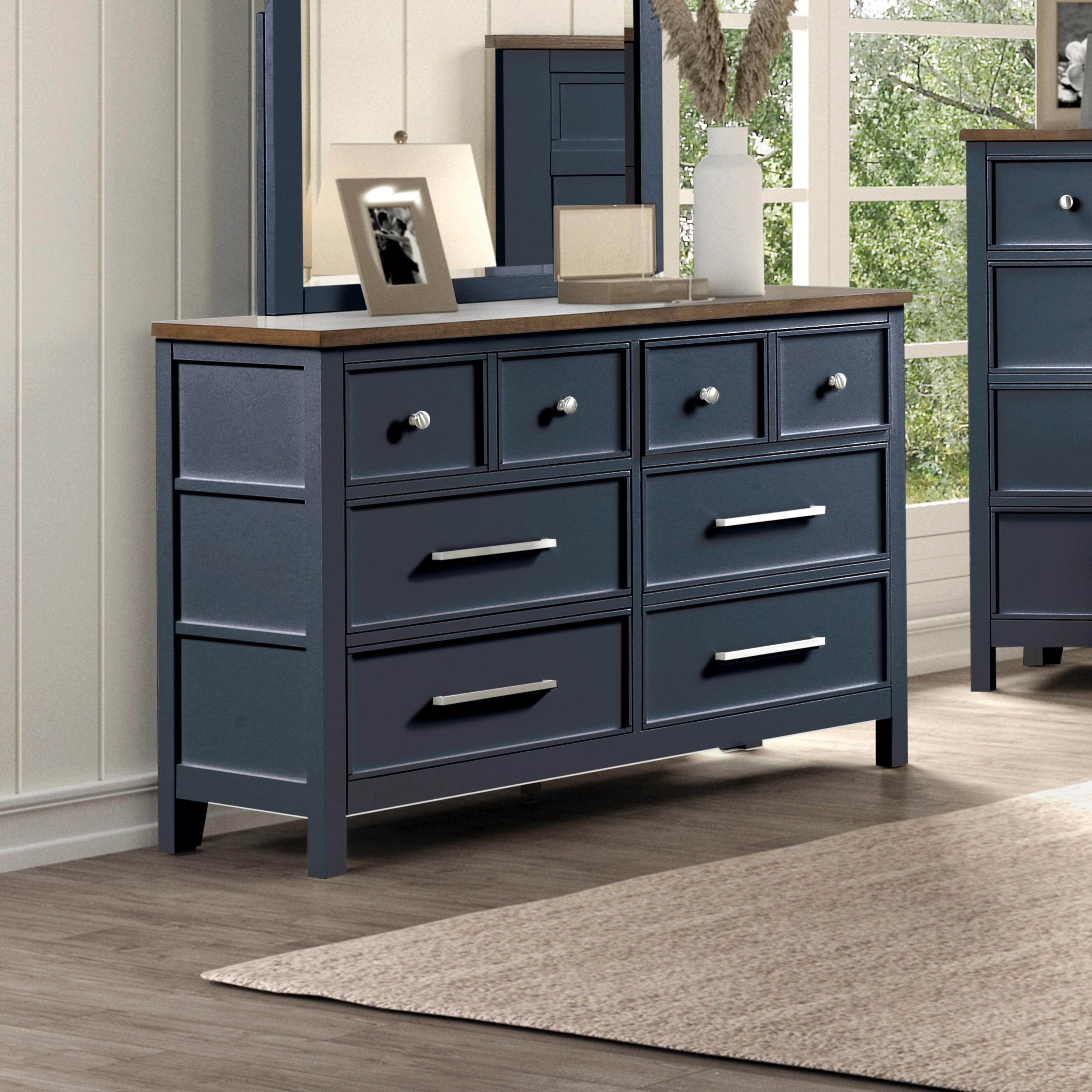 Furniture of America Yvara Modern 6-Drawer Dresser, Blue