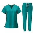 thumbnail image 3 of Women Uniform Scrubs Set Breathable Clothes Nurse Top and Pants with Pockets L, 3 of 8