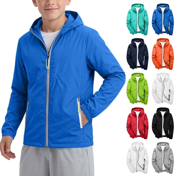 Brqkzdu Manteau de Pluie pour Enfants de 3 à 12 Ans Imperméable à Capuche Imperméables pour Garçons Coupe-Vent Léger Voyage Extérieur Imperméable avec Poches