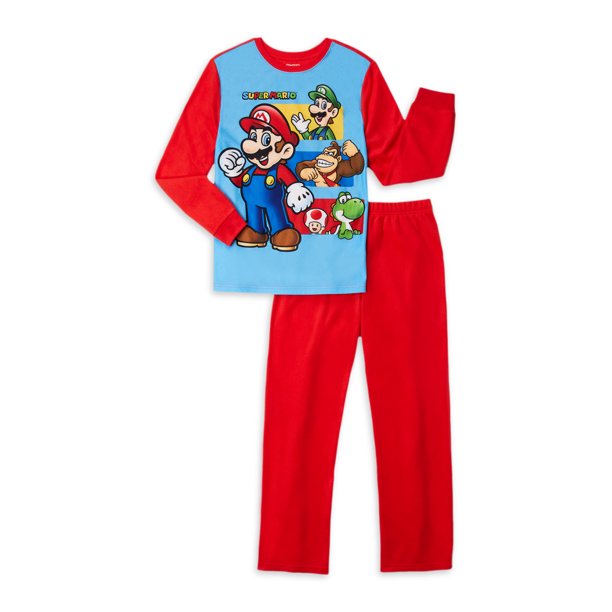 Super Mario Big Boys' Fleece Pajamas, 2Piece Set