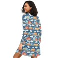 thumbnail image 2 of FORMRS Womens Long Sleeve Nightgowns Crew Neck Sleep Shirt Soft Pajamas Sizes S-3XL, Blue Cute Train Pattern, 2 of 8