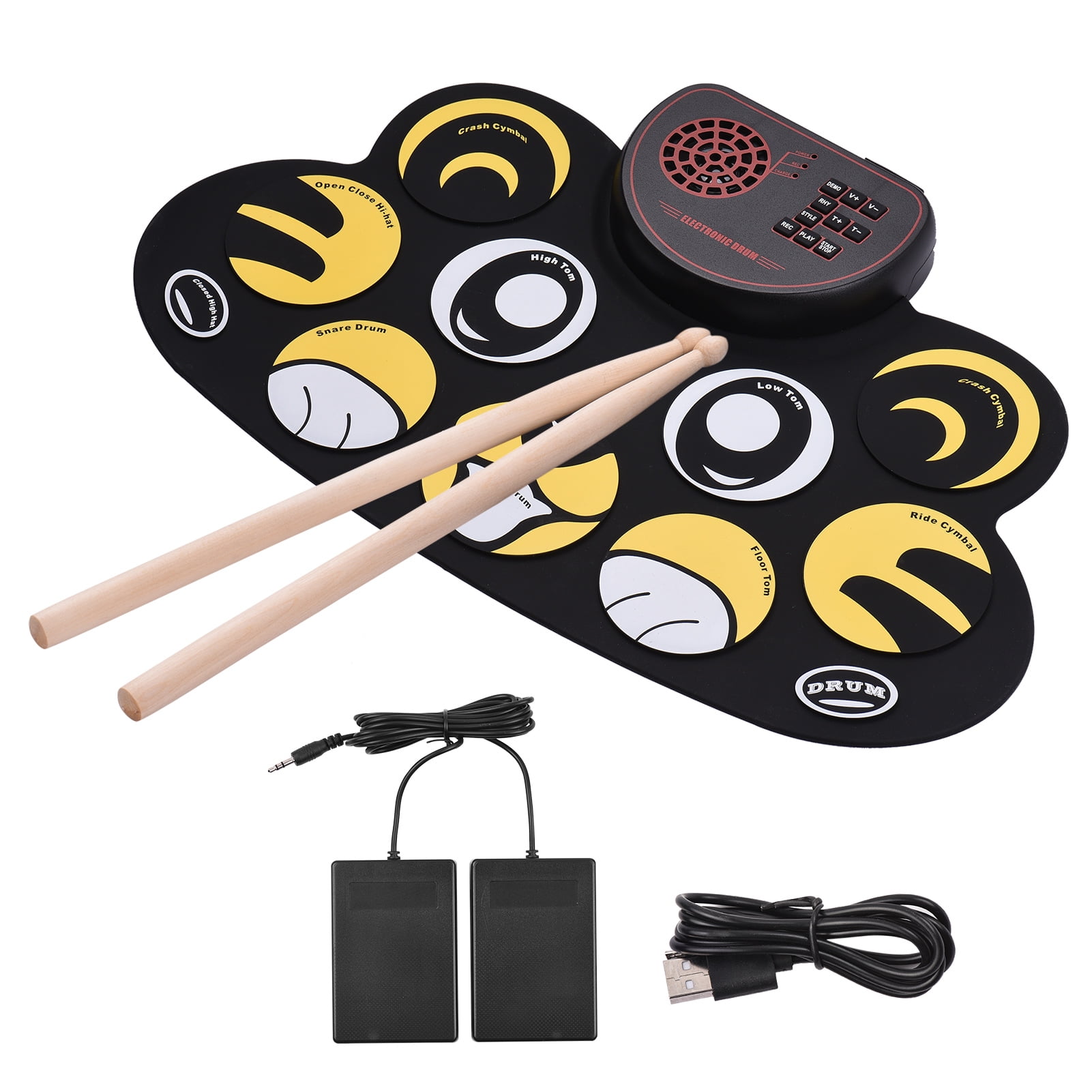 Great Gift for Kids Beginners Electronic Drum Set Portable Roll up Drum Practice Pad Kids Drum Set Built-in Speaker and Rechargeable Battery