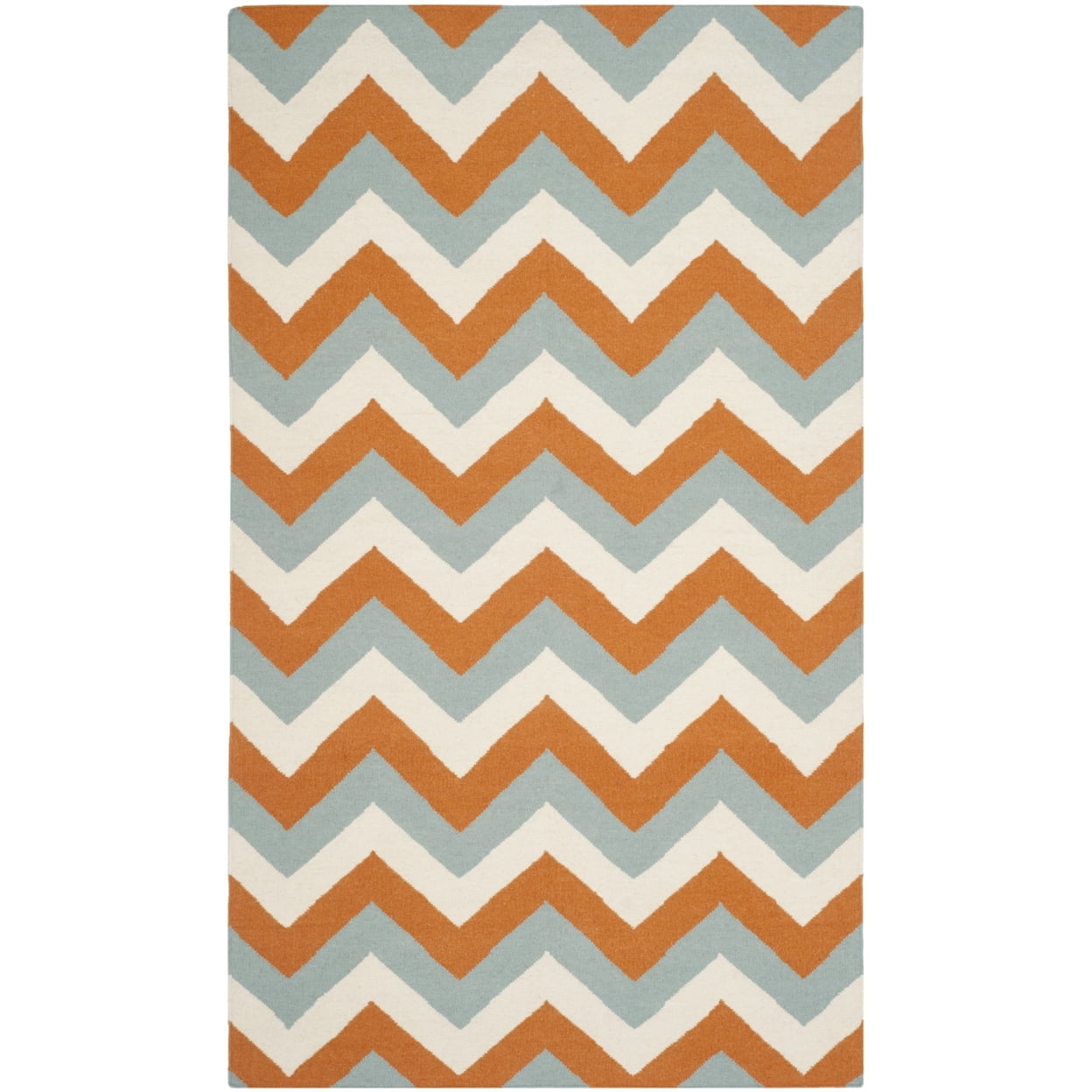 SAFAVIEH Dhurries Wenona Geometric Area Rug, Terracotta/Blue, 5' x 8'