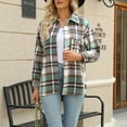 thumbnail image 3 of Winter Savings Clearance! Lindreshi Long Sleeve Shirts for Women Fashion Women Plaid Printing Cardigan Button Coat Blouse Outwear Shirts Outwear, 3 of 4