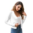 thumbnail image 4 of Traleubie Women's Sweaters Cardigan V neck Button Down Open Front Shrug White Cardigan Sweaters for Women, 4 of 8