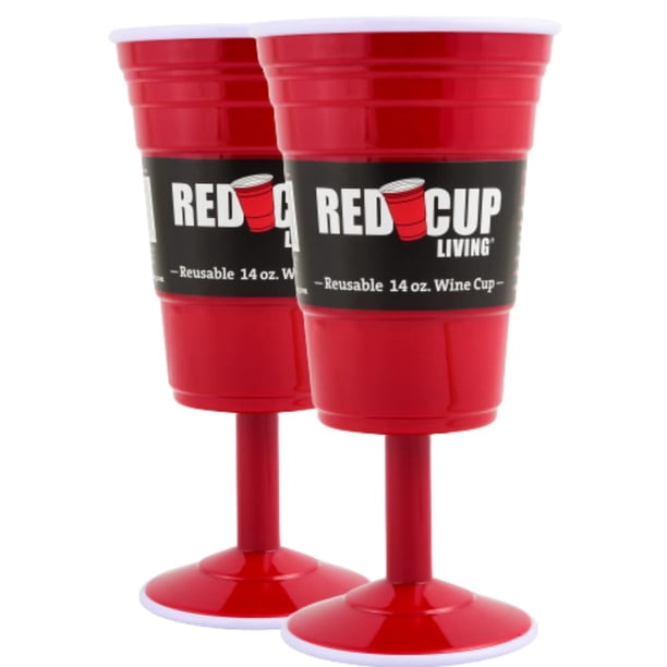 Copas de vino Red Cup Living, reutilizables, 414 ml, paquete de 2