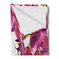 thumbnail image 2 of Floral Soft Flannel Fleece Throw Blanket, Orchids Branches Symbolizing Purity, Cozy Plush for Indoor and Outdoor Use, 60" x 80", Pink Fuchsia White, by Ambesonne, 2 of 5