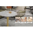 thumbnail image 2 of LiviNest Round Marble Coffee Table for Small Spaces: 1-Table 5+ Uses - Scratch & Stain-Proof Surface - Mid-Century Modern Gold Pedestal Base for Apartments & Studios, 2 of 6