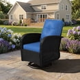 thumbnail image 4 of LazySunsets 7 Piece Outdoor Furniture Set with Swivel Chairs Set of 2, Rattan Wicker Outdoor Conversation Set Patio Furniture, Navy Blue/Black, 4 of 10