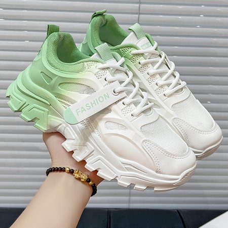 

Women s Ombre Color Breathable Mesh Chunky Sneakers Casual Lace-up Platform Running Shoes Women s Footwear