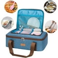 thumbnail image 4 of LHZK Insulated Casserole Carrier for Hot or Cold Food, with Upgrade Compartment for Fixing Campping Cutlery, Lasagna Holder Tote for Potluck Parties, Picnic, Fits 11 x 15 or 9 x 13 Baking Dish (Blue), 4 of 6