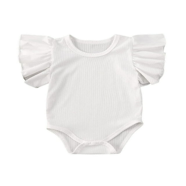 Newborn Baby Girl Basic Ruffle Sleeve Romper Clothes