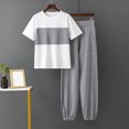 thumbnail image 2 of SnZhen Two Piece Sets for Women Summer Women's Stylish Casual Suit Round Neck Short-sleeved Wide-leg Pants Two-piece Set, 2 of 6