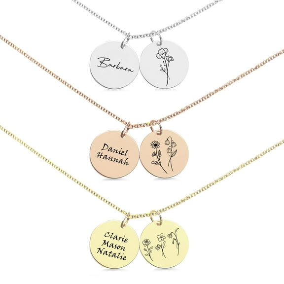 Personalized Name Necklace with 1-3 Birth Flowers – Custom Necklace for Mom, Sister, or Women – Meaningful Mother’s Day or Birthday Gift for Women – Matching Necklace for Mother Daughter Gifts