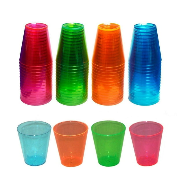 Plastic Shot Glasses 2 oz Assorted Neon 60 ct.