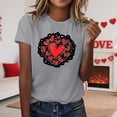 thumbnail image 2 of Womens Valentine'S Day Shirts Fashion Short Sleeve Print Round Neck Daily Wear Ladies Clothing,Grey,3XL, 2 of 4