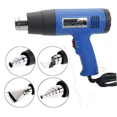 Zimtown Dual Temperature Heat Gun, Electric 1500W Portable Hot Air Shrink Gun Blower Power Tool Kit with 4 Nozzles, 400-600 Degrees, for Paint Stripping, Removal