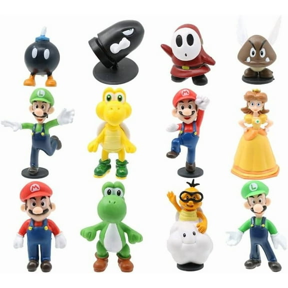 12 Pcs Mini Mario Toys - Mario Toys Action Figures, Mario Brothers Figures Collection Playset, 1.2 "- 2.4" Tall