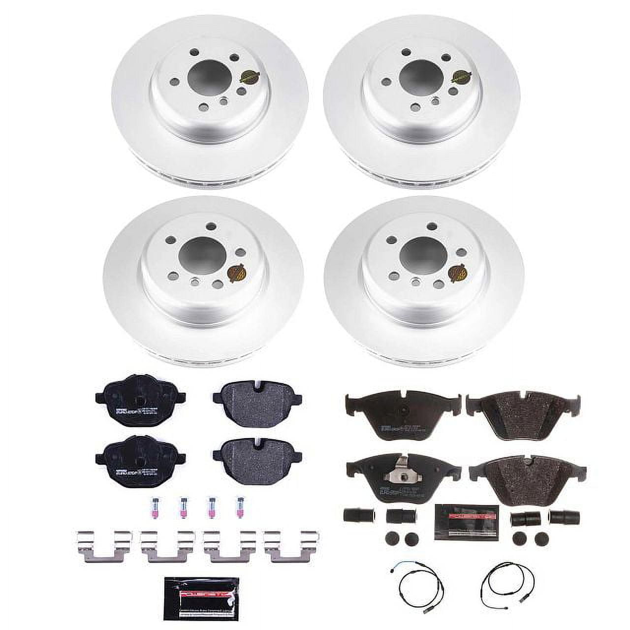 Power Stop Front and Rear Euro-Stop ECE-R90 Certified Brake Pad with Rotor Kit Fits 2014 BMW ActiveHybrid 5