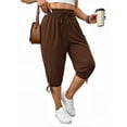 thumbnail image 3 of WellSize Plus Size Capris Pants for Women Lightweight Casual Joggers with Pockets Loose Fit High Waisted Pants, 3 of 7