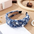thumbnail image 2 of Gymnture denim hairband women Denim Hairband For Women Rhinestone Knotted Headband Wide Fashion Hairband For Girls Cute Jeweled Hair Accessories For Party, 2 of 10
