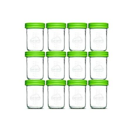 Nellam Baby Food Storage Containers - Leakproof, Airtight, Glass Jars for Freezing & Homemade Babyfood Prep - Reusable, BPA Free, Microwave & Freezer Safe (12x8oz,