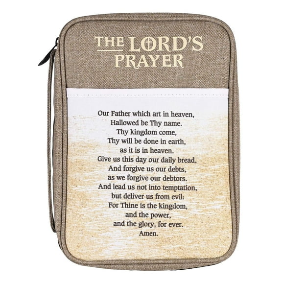 Dicksons KJV of The Lords Prayer, Tan 11.5 x 8.5 Inch Polyester Soft Shell Zipper Bible Case Cover
