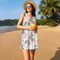 thumbnail image 3 of Uemuo Lilies Flowers Pattern Women’s Sleeveless Dress – Casual Summer A-Line Dress, Stylish and Comfortable Sundress for Hot Weather, 3 of 7