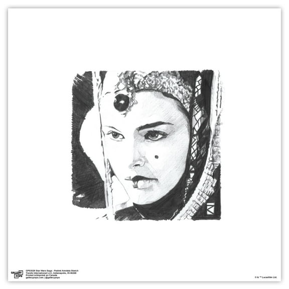 Gallery Pops Star Wars: Saga - Padma Amidala Sketch Wall Art, Unframed Version, 12" x 12"