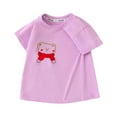thumbnail image 2 of Tdoqot Toddler Girls Graphic T Shirts- Cute Short Sleeve Soft Cotton Kids Summer Tops Purple Size 5 T, 2 of 3