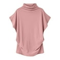 thumbnail image 2 of Fesfesfes Women's Plus Tshirts Solid Color Mock Neck Clothing Tops Sleeve T-Shirt Oversize Blouse Tops 3XL(US:14), 2 of 4