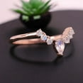 thumbnail image 2 of Pear Moonstone Wedding Band Bridal Rose Gold Jewelry Curved Half Eternity Proposal Band Anniversary Gift Band, 2 of 3