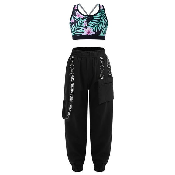 Zaldita Kids Girls Printed Crop Tank Tops with Leggings Active Clothes Set Jogger Athletic Tracksuit Lily 6