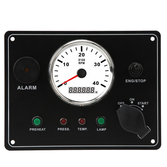 Boat Tachometer, High Accuracy Water Temp Alarm Boat Dash Instrument Panel Multifunction for Construction Machinery for RV 12V,24V
