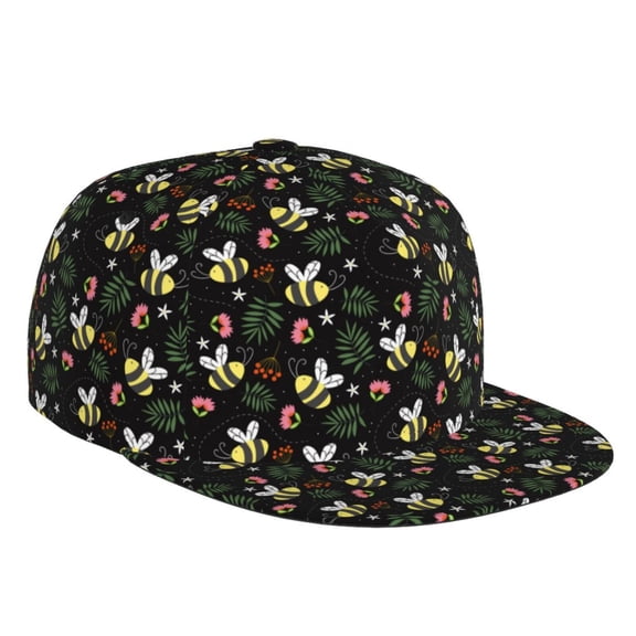 Flat Bill Trucker Hats for Women Men - Bees (2) Adjustable Flat Baseball Cap Snapback Hats Dad Hats for Men
