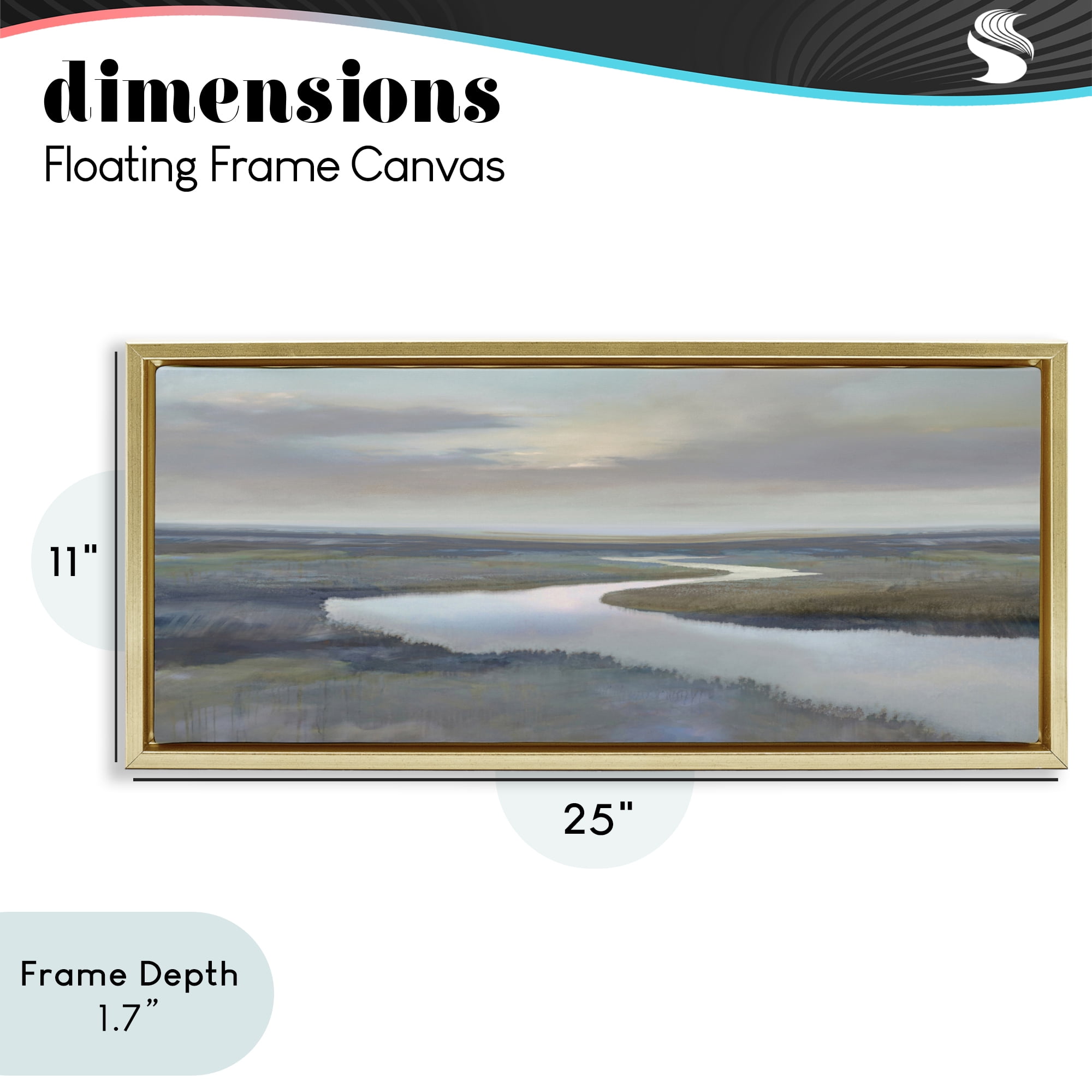Stupell Industries Foggy Riverbend Atmosphere Gold Framed Floater Canvas Wall Art, design by Christy McKee