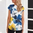 thumbnail image 4 of Oplxuo Womens Summer Tops Rolled Short Sleeve V Neck Shirts Casual Dressy Business Work Blouses Outfits, 4 of 6