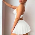 thumbnail image 4 of Sexy Backless Floral Lace Mesh Sheer Babydoll Lingerie Dress Set with Thong 2 Piece, 4 of 4