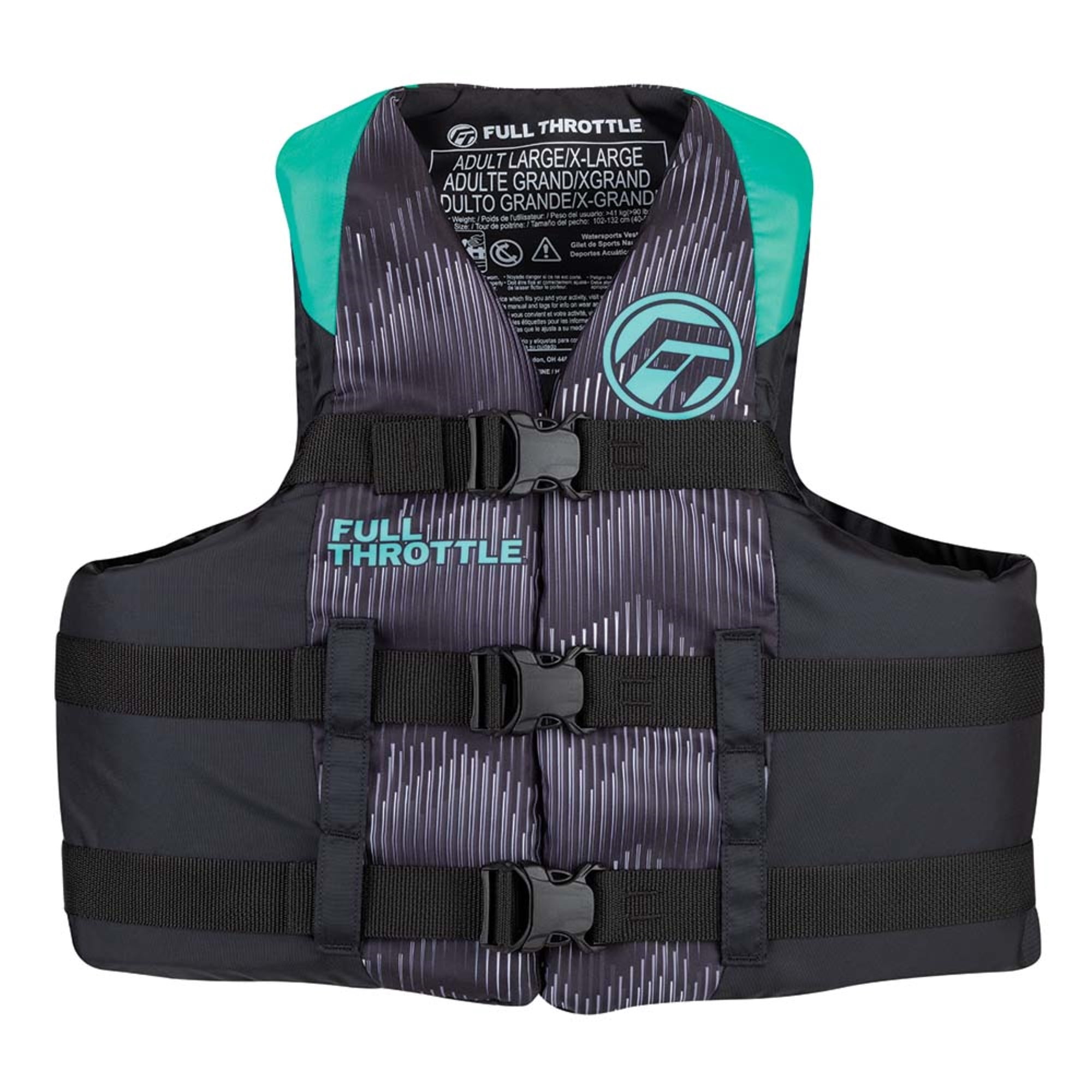 Full Throttle 112200-505-050-22 Adult Nylon Life Jacket - Large/X-Large, Aqua