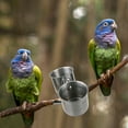 thumbnail image 4 of PUMYPOREITY Parrot Water Feeding Bird Double Cups, Stainless Steel Parrot Feeder Cup, Sided Cup with Clamp Holder Fit for Bird, Hanging Bowl Stand for Birds, 4 of 7