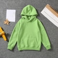 thumbnail image 3 of Zecgelong Girls Hooded Sweatshirts Fuzzy Long Sleeve Warm Hoodie Solid Color Casual Front Pouch Pocket Tops,Green 3-4 Years, 3 of 3