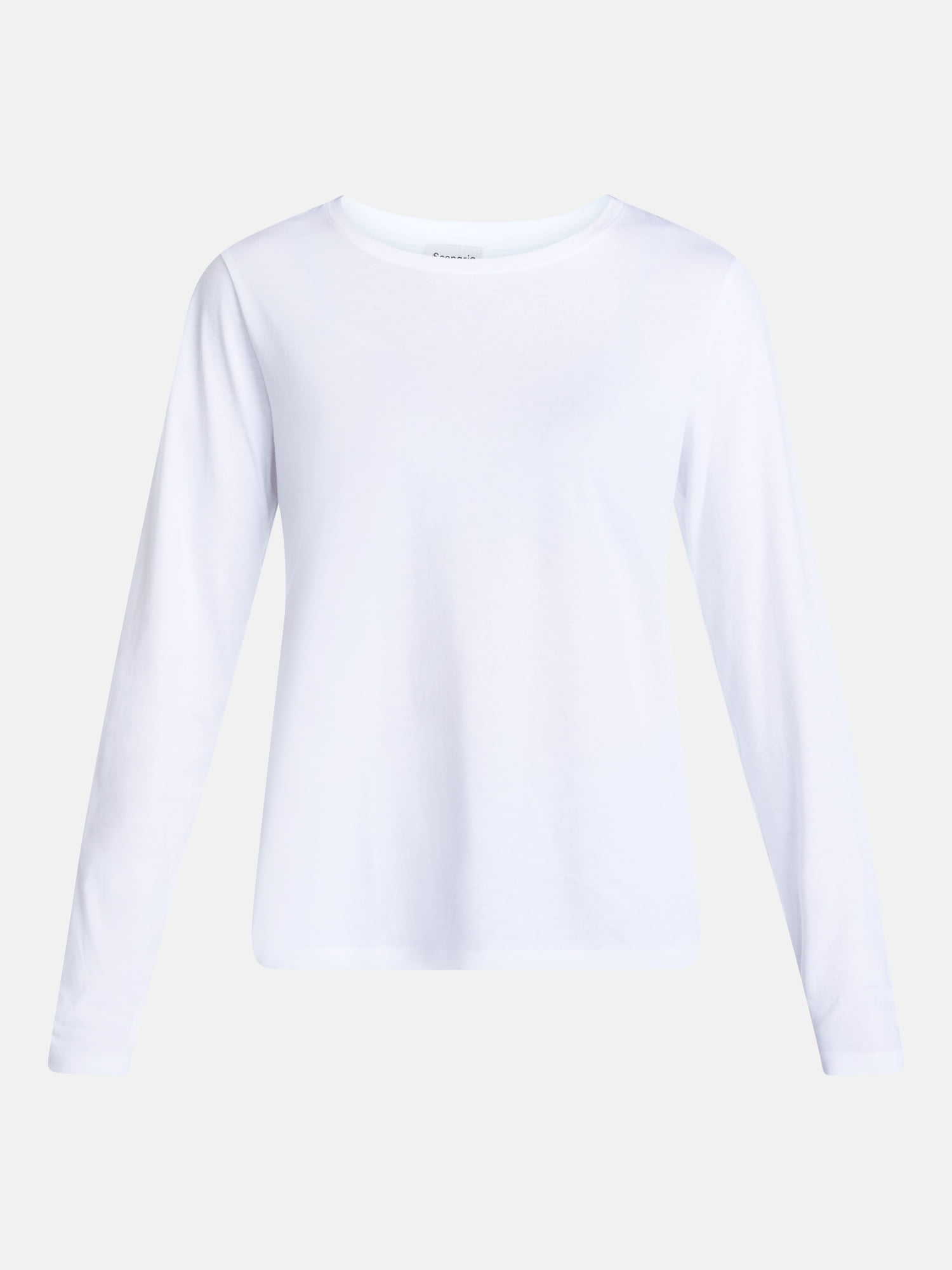 Scenario Women's Cotton Crewneck Tee with Long Sleeves, Sizes XS-XXXL